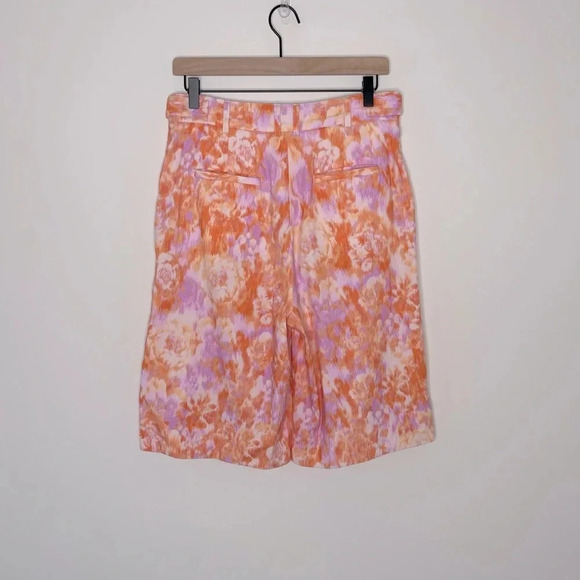 Maeve Printed Bermuda Shorts floral 80’s high rise pleated oversized jorts - Picture 5 of 9